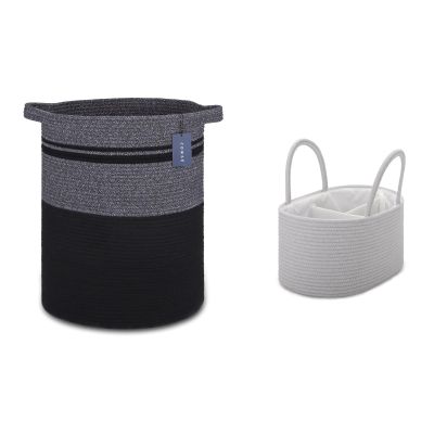 COMSE Tall Laundry Basket and Large Baby Diaper Caddy