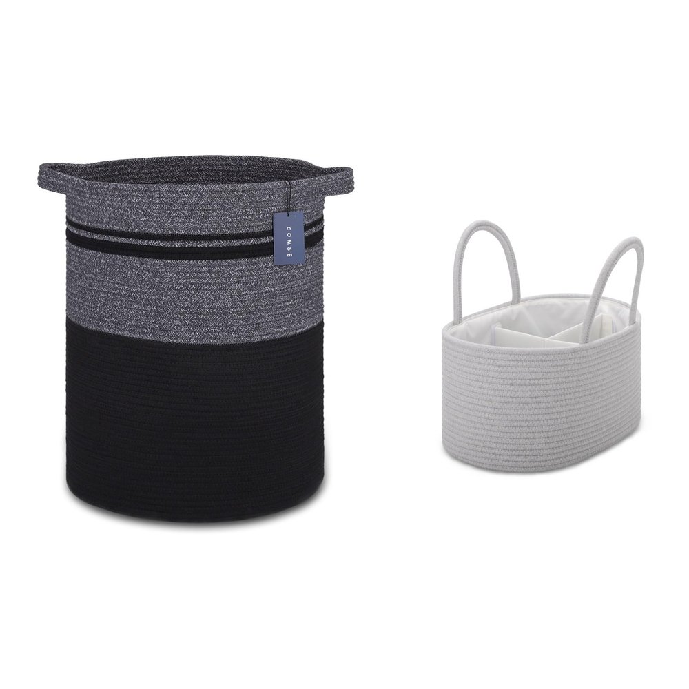 COMSE Tall Laundry Basket and Large Baby Diaper Caddy