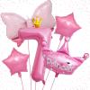 7th Birthday Decorations for Girls, Pink Birthday Balloon Set With 40 Inch Number 7, Large Helium Foil Mylar Crown Balloon, Bow Foil Balloons for Baby Girl Daughter First Birthday Party view 1