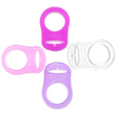 4Pcs Pacifier Adapter Rings Silicone Rings for Pacifier Clip Button Soother Dummy Pacifiers Holder Newborn Gift Safe for Baby (Girl's Color)