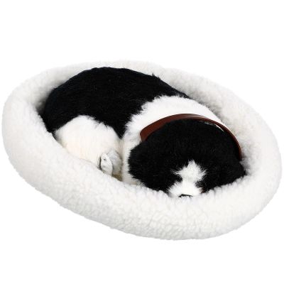 Amosfun Sleeping Dog Plush Toy Battery Operated Stuffed Puppy Breathing Dog with Sound for Kids Birthday Home Decoration 10" x 11"| Battery Not Included