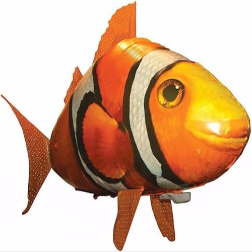 AUOK Remote Control Shark Toys Infrared RC Flying Clown Fish Balloon - Anti-Gravity Indoor Toy with Mid-Air Hovering for Fun Party Decorations & Gifts (Orange)