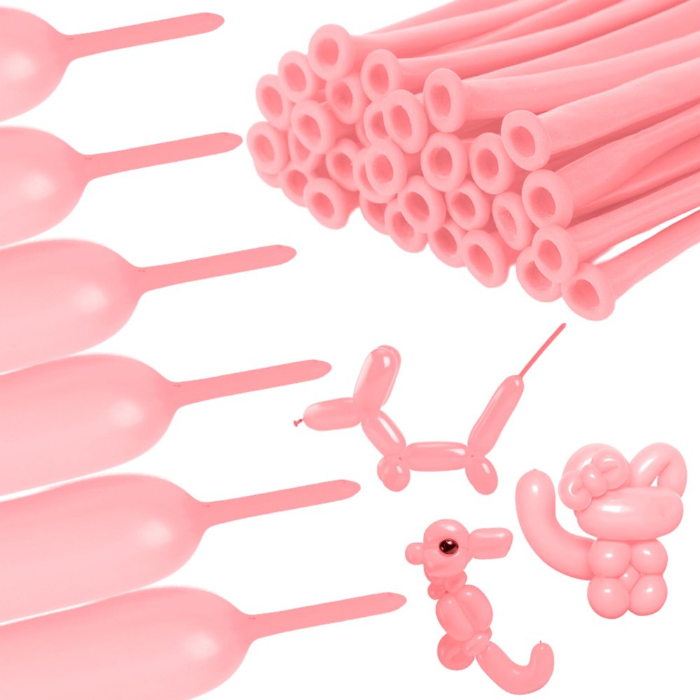 100 PCS Long Pink Balloons for Balloon Arch, Animal Themed Balloon Animals