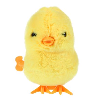 Hemoton Wind up Chicken Toy Set of 4 Plush Jumping Chicks 3.54X3.14X2.36 Inches Novelty Clockwork Toys for Kids Easter Basket Stuffer