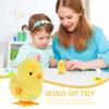 Hemoton Wind up Chicken Toy Set of 4 Plush Jumping Chicks 3.54X3.14X2.36 Inches Novelty Clockwork Toys for Kids Easter Basket Stuffer view 4