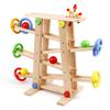 Wooden Wooden Race Track Toddler Toys for 1-3, Wood Car Ramp Racer Toy Vehicle Set with 4 Balls & 5 Race Tracks, Great Educational Montessori Toys for Kids Boys Girls view 1