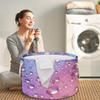Abstract Water Round Baby Gift Baskets,Water Splash Round Decorative Storage Box Canvas Fabric Organizer with Handles,Baskets Bin for Home Shelves Closet Nursery Gifts view 4