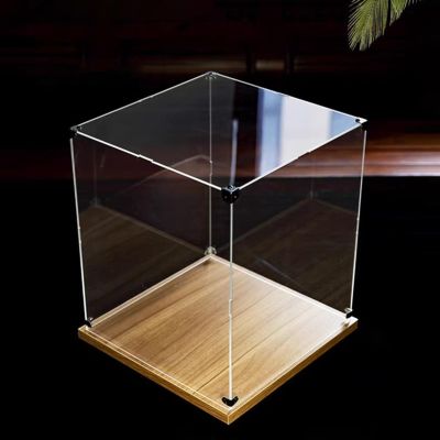 Acrylic display boxes 3mm Acrylic Boxes for Display with 20mm Base, Stackable Sturdy Doll Building Blocks Model Display Collectibles Protection Box, Large Dustproof Bag Organizer(65x65x50cm/25.6x25.6x