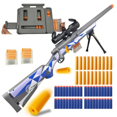 AGM MASTECH M24 Foam Blaster, Shell Ejecting, Safety Switch, Adjustable Stock 41.8 Inch, Fast Dart Loader, Scope, 40 Darts, 20 Casings, 2 Mags, Tactical Gear for Teens 14+ Adults(Blue)