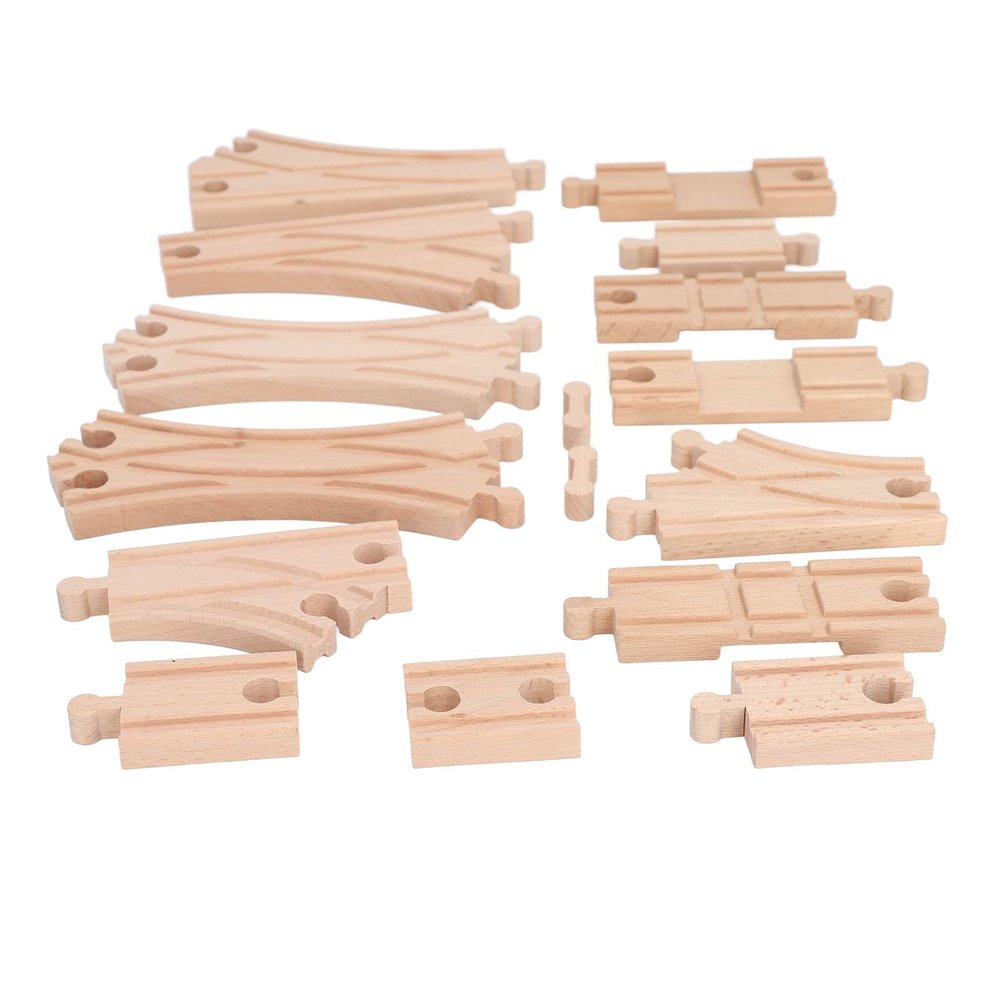 BROLEO Wooden Track Set, Educational Skill Development Wooden Track Expansion Pack Assembly Kit for Toddlers
