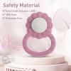 Dirbabi Rattle Teether, Lion Shape Montessori Baby Sensory Teething Toys, Food Grade Silicone BPA Free, Newborn Essentials Must Haves (Shifting Sand Powder Rose) view 4