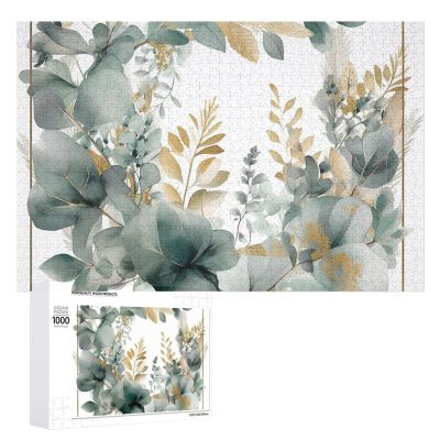 1000 PCS Jigsaw Puzzle for Adults Personalized Picture Puzzle Gold and Green Leaves Customized Wooden Puzzle for Family, Birthday, Wedding, Game Nights Gifts Animal Puzzle