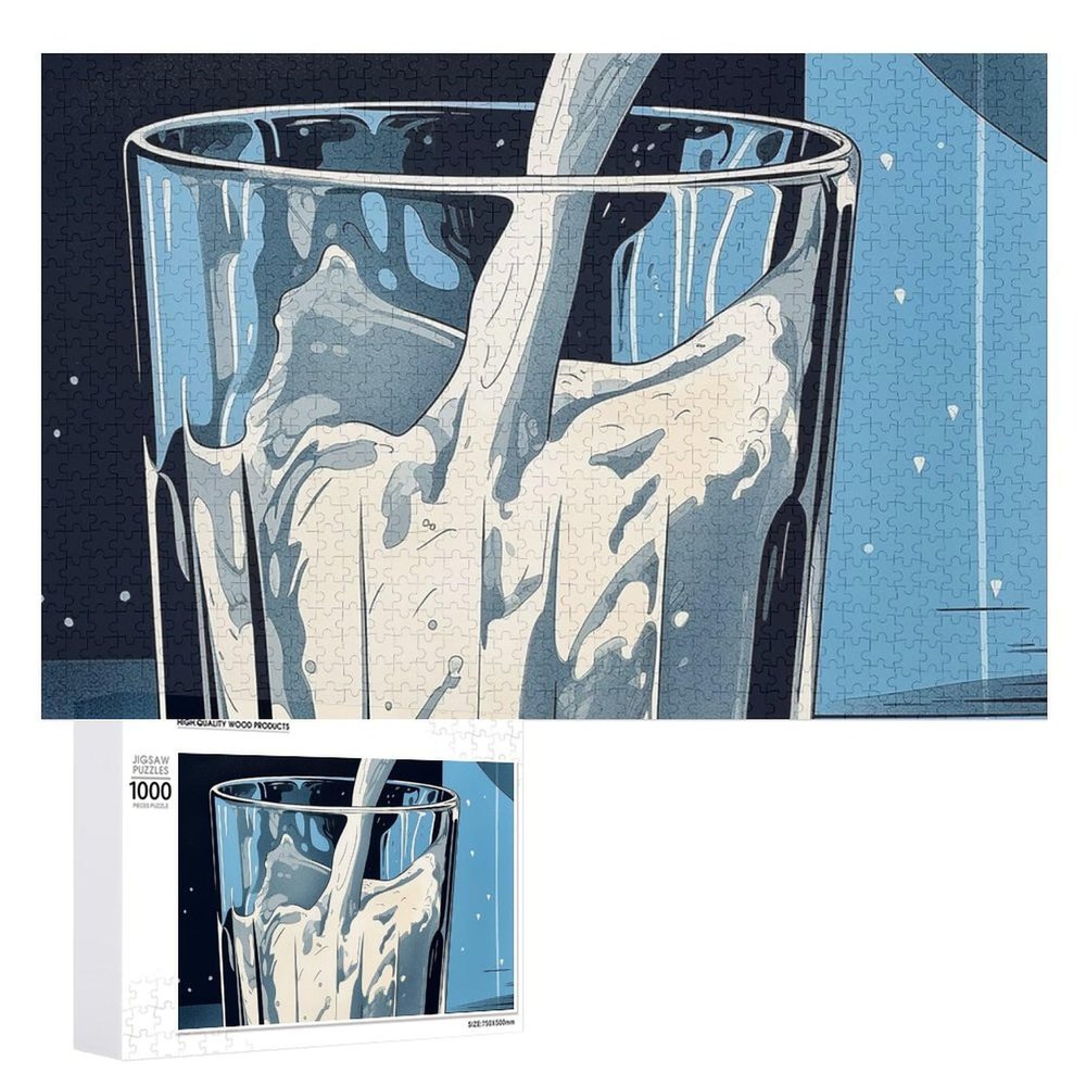 1000 PCS Jigsaw Puzzle for Adults Personalized Picture Puzzle Glass of Milk Customized Wooden Puzzle for Family, Birthday, Wedding, Game Nights Gifts Animal Puzzle