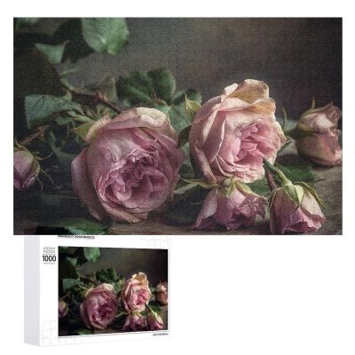 1000 PCS Jigsaw Puzzle for Adults Personalized Picture Puzzle Flowers on Wooden Table Customized Wooden Puzzle for Family, Birthday, Wedding, Game Nights Gifts Animal Puzzle