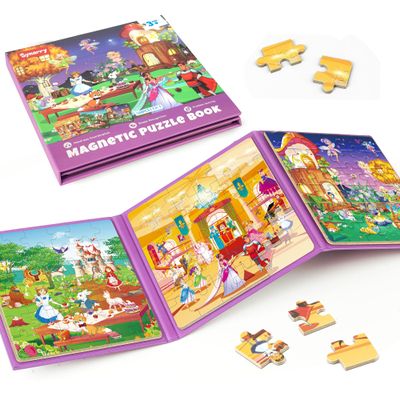 SYNARRY Princess Fairy Party Magnetic Puzzles for Toddlers 3-5 Girls, 36 Pieces Travel Puzzles for Kids Ages 4-6, Easter Basket Stuffers Valentines Day Gifts, Road Trip Car Airplane Activities Toy