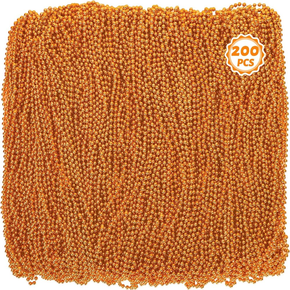 Huskein Beaded Necklace, 200 PCS 33" Orange Mardi Gras Beads, Mardi Gras Accessories, Costume Bead Necklace Bulk, Party Parade Beads for Pirate Wedding Birthday Halloween Party Supplies