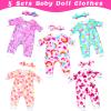 Ecore Fun 5 Sets Doll Clothes and Headbands - Accessories for 14-16 Inch Dolls, Total 10 pcs - Cute Pattern Jumpsuit for 15 & 18 Inch Dolls view 2