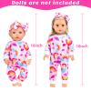 Ecore Fun 5 Sets Doll Clothes and Headbands - Accessories for 14-16 Inch Dolls, Total 10 pcs - Cute Pattern Jumpsuit for 15 & 18 Inch Dolls view 3