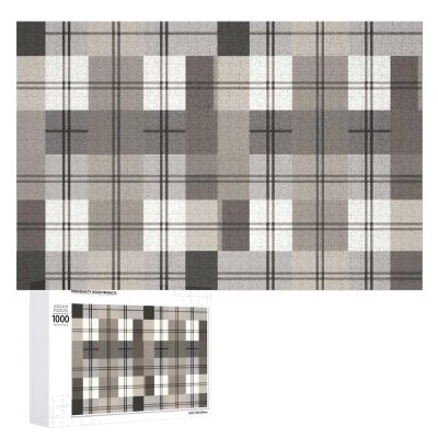 1000 PCS Jigsaw Puzzle for Adults Personalized Picture Puzzle Gray Plaid Pattern Customized Wooden Puzzle for Family, Birthday, Wedding, Game Nights Gifts Animal Puzzle