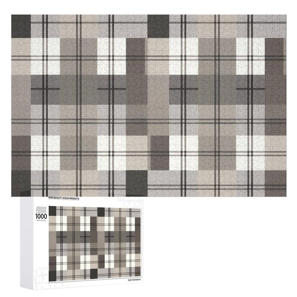 1000 PCS Jigsaw Puzzle for Adults Personalized Picture Puzzle Gray Plaid Pattern Customized Wooden Puzzle for Family, Birthday, Wedding, Game Nights Gifts Animal Puzzle