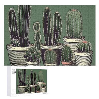 1000 PCS Jigsaw Puzzle for Adults Personalized Picture Puzzle Green Cactus Customized Wooden Puzzle for Family, Birthday, Wedding, Game Nights Gifts Animal Puzzle