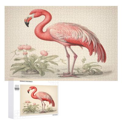 1000 PCS Jigsaw Puzzle for Adults Personalized Picture Puzzle Art Flamingo Customized Wooden Puzzle for Family, Birthday, Wedding, Game Nights Gifts Animal Puzzle