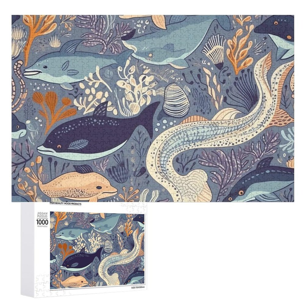 1000 PCS Jigsaw Puzzle for Adults Personalized Picture Puzzle Purple Animal Pattern Customized Wooden Puzzle for Family, Birthday, Wedding, Game Nights Gifts Animal Puzzle