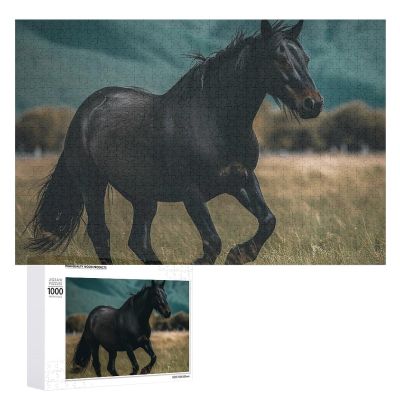 1000 PCS Jigsaw Puzzle for Adults Personalized Picture Puzzle Horse Crossing Field Customized Wooden Puzzle for Family, Birthday, Wedding, Game Nights Gifts Animal Puzzle