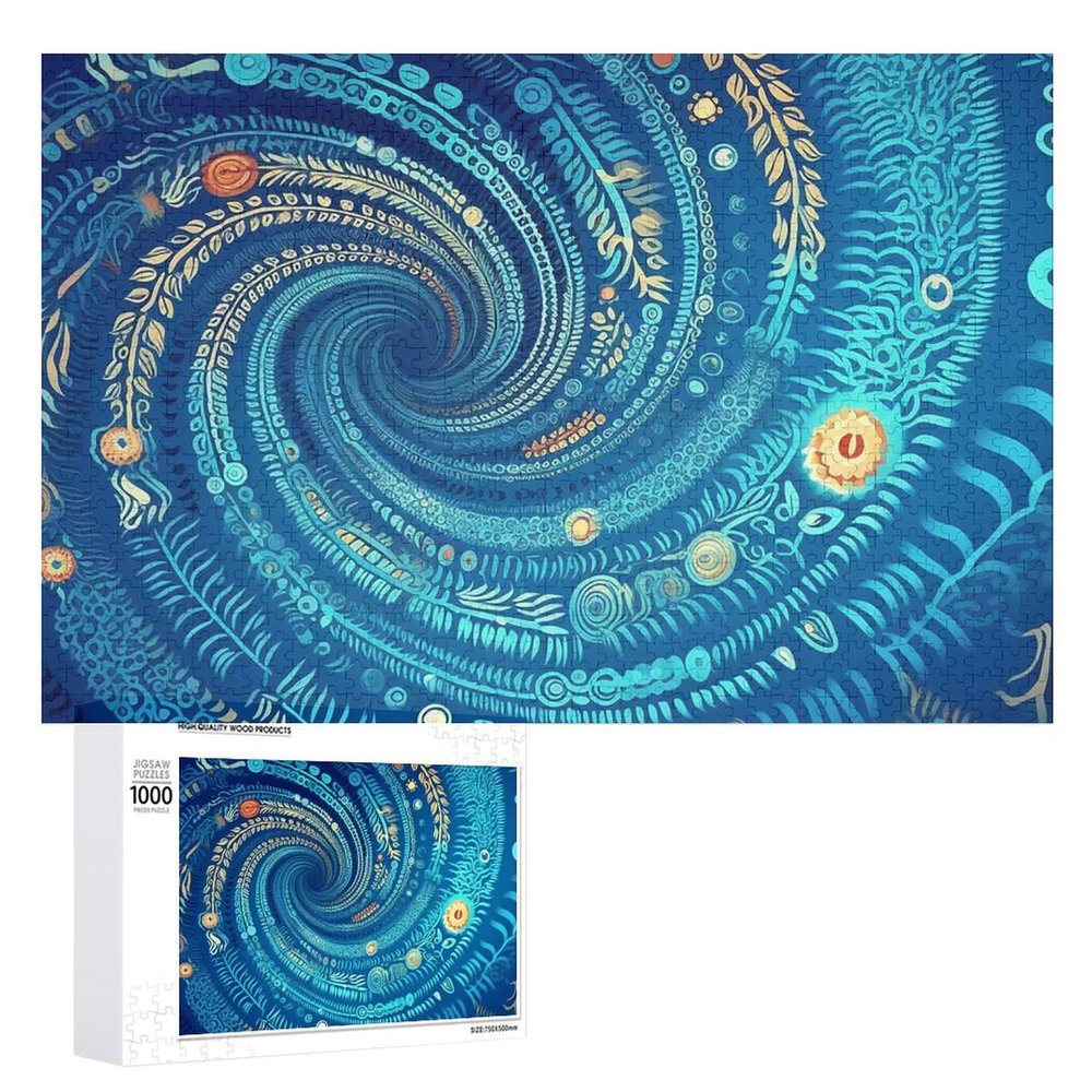 1000 PCS Jigsaw Puzzle for Adults Personalized Picture Puzzle Blue Hippie Art Customized Wooden Puzzle for Family, Birthday, Wedding, Game Nights Gifts Animal Puzzle