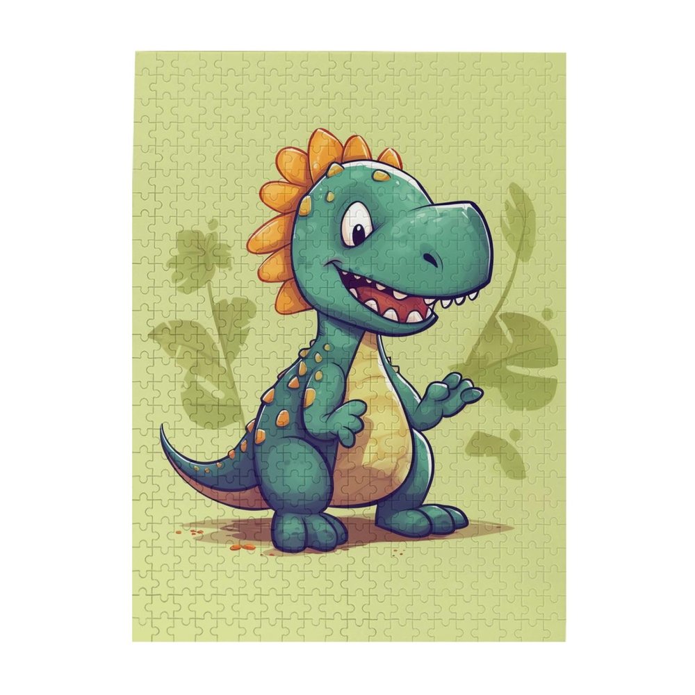 500 Piece Jigsaw Puzzle for Adults Personalized Picture Puzzle Cartoon Dinosaur Customized Wooden Puzzle for Family, Birthday, Wedding, Game Nights Gifts, 20.4"x15"