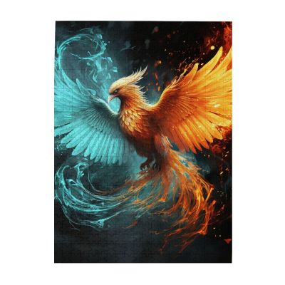 500 Piece Jigsaw Puzzle for Adults Personalized Picture Puzzle Fire and Water Phoenix Customized Wooden Puzzle for Family, Birthday, Wedding, Game Nights Gifts, 20.4"x15"
