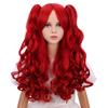 WAVELNM Kids Wine Red Wig Girls Burgundy Red Wig with Bangs Child Ponytail Wigs Long Curly Wavy Wigs for Daily Halloween Party Cosplay view 1