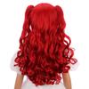 WAVELNM Kids Wine Red Wig Girls Burgundy Red Wig with Bangs Child Ponytail Wigs Long Curly Wavy Wigs for Daily Halloween Party Cosplay view 4