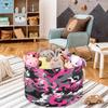 Abstract Camouflage Round Baby Gift Baskets,Pinks White Camo Round Decorative Storage Box Canvas Fabric Organizer with Handles,Baskets Bin for Home Shelves Closet Nursery Gifts view 3