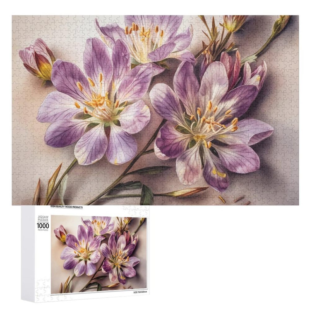 1000 PCS Jigsaw Puzzle for Adults Personalized Picture Puzzle Purple Flowers Customized Wooden Puzzle for Family, Birthday, Wedding, Game Nights Gifts Animal Puzzle