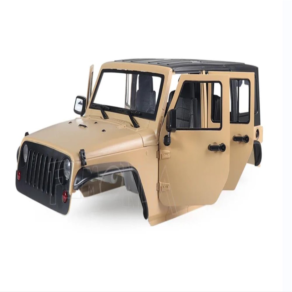 1/10 RC Car Hard Jeep Body Shell Kit, Jeep Body, Open Shell Kit 313mm Wheelbase for RC Crawler Car Axial SCX10 90046 90047 RGT EX86100(Khaki)