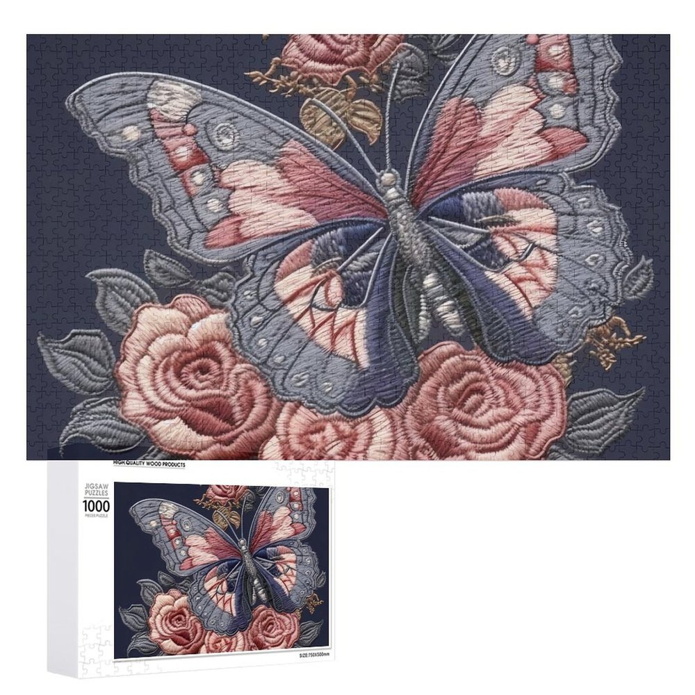 1000 PCS Jigsaw Puzzle for Adults Personalized Picture Puzzle Flying Among The Flowers Customized Wooden Puzzle for Family, Birthday, Wedding, Game Nights Gifts Animal Puzzle