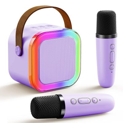 Mini Karaoke Machine for Kids: Voice Changer Bluetooth Karaoke Speaker with 2 Wireless Microphones - Birthday Gifts for 4 5 6 7 8+ Year Old Girls