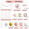 NANINUNENO 10th Rose Gold Birthday Party Decorations for Girls, Rose Gold Happy Birthday Banner, Fringe Curtains, Heart Foil Balloons, Confetti Balloons, Cake Topper for 10th Birthday Decorations view 3