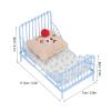 1:12 Miniature Bed, Metal Structure Cute Pattern Sponge Cloth Mattress Dollhouse Bed, Doll House Accessories, 1:12 Miniature Bed for Living Room (Blue Flower Pattern) view 3