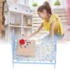 1:12 Miniature Bed, Metal Structure Cute Pattern Sponge Cloth Mattress Dollhouse Bed, Doll House Accessories, 1:12 Miniature Bed for Living Room (Blue Flower Pattern) view 4