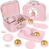 Tea Party Set for Little Girls, Princess Tea Time Toys Including Tin Teapot Set Cups Carrying Case, Toddlers Pretend Role Play Kids Kitchen Toys Birthday Gifts Age 3 4 5 6 view 1
