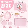 Tea Party Set for Little Girls, Princess Tea Time Toys Including Tin Teapot Set Cups Carrying Case, Toddlers Pretend Role Play Kids Kitchen Toys Birthday Gifts Age 3 4 5 6 view 2