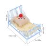 1:12 Miniature Bed, Metal Structure Cute Pattern Sponge Cloth Mattress Dollhouse Bed, Doll House Accessories, 1:12 Miniature Bed for Living Room (Yellow Bird Pattern) view 3