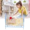 1:12 Miniature Bed, Metal Structure Cute Pattern Sponge Cloth Mattress Dollhouse Bed, Doll House Accessories, 1:12 Miniature Bed for Living Room (Yellow Bird Pattern) view 4