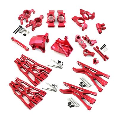 Lifehead Complete Set of Aluminum Upgrade Parts for Traxxas 1/5 X-Maxx 6S/8S Upper and Lower Suspension Arms Set (Front and Rear) Alloy Caster Block, Steering Block and Ball Bearing Steering etc.