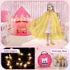 WTOR 15Pcs Princess Castle Play Tent Dress Up with LED Glow in The Dark Stars for Little GirlsPrincess Dress Up Cape with Crown,Girl Play Tent/House Toy for Indoor & Outdoor Use (Yellow) view 4