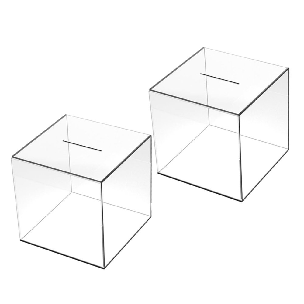 Abaodam 2pcs Transparent Acrylic Coin Holder Saving Pot Convenient Savings Jar for Desktop Creative Adults for Home and Office Use