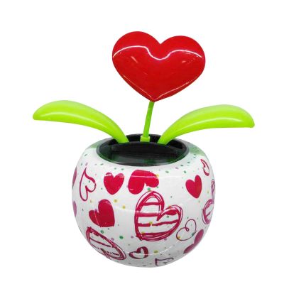 Solar Dancing Toy, Reusable Solar Powered Car Toys, Automatically Shaking Heart Solar Car Ornament, Eco Friendly Swinging Toys, Red Heart Flower Dashboard Decoration for Car Dashboard Bedroom