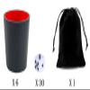 Leather Dice Cup, Quite Felt-Lined Interior, 6 Shaker Cups and 30 Dot Dices, one Carry Bag (Black and Red) view 3